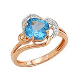 Женское золотое кольцо с топазом и бриллиантами, 1542688