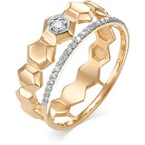 Жіноча золота каблучка з діамантами, 1604384
