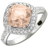 Женское серебряное кольцо с кварцем и куб. циркониями, 1612576