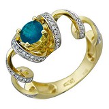 Женское золотое кольцо с бриллиантами и топазом, 1625376