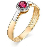 Женское золотое кольцо с бриллиантами и рубином, 1644064