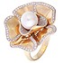 Женское золотое кольцо с бриллиантами и жемчугом - фото 1
