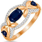 Женское золотое кольцо с бриллиантами и сапфирами, 1703456