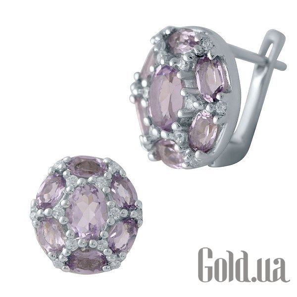 

Серьги Fresh Jewelry, Серебряные серьги с аметистами и куб. циркониями