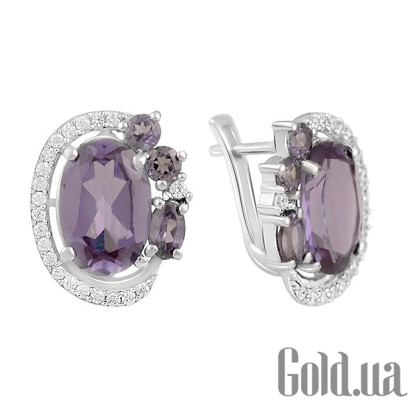 

Серьги Fresh Jewelry, Серебряные серьги с куб. циркониями и александритами