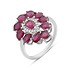Женское серебряное кольцо с куб. циркониями и рубинами - фото 1