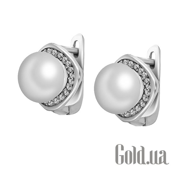 

Серьги Lurie Jewelry, Серебряные серьги с жемчугом и куб. циркониями
