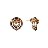Золоті сережки з діамантами, цитринами, Раухтопаз і тигровим оком, 1646113