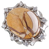 Женское серебряное кольцо с куб. циркониями и яшмой, 1656609