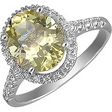 Женское золотое кольцо с куб. циркониями и кварцем, 1672737