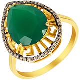 Женское золотое кольцо с агатом и бриллиантами, 1685281