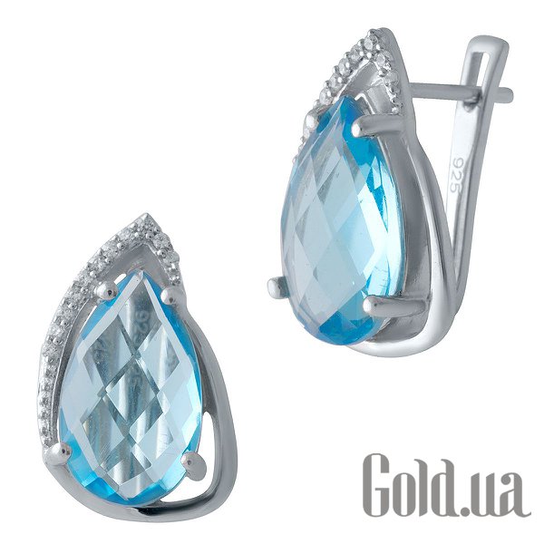 

Серьги Fresh Jewelry, Серебряные серьги с синт. аквамаринами и куб. циркониями