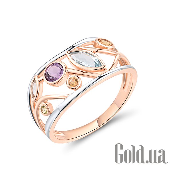 

Кольцо Lurie Jewelry, Женское золотое кольцо с аметистом, топазами, цитринами и перидотом, 17.5