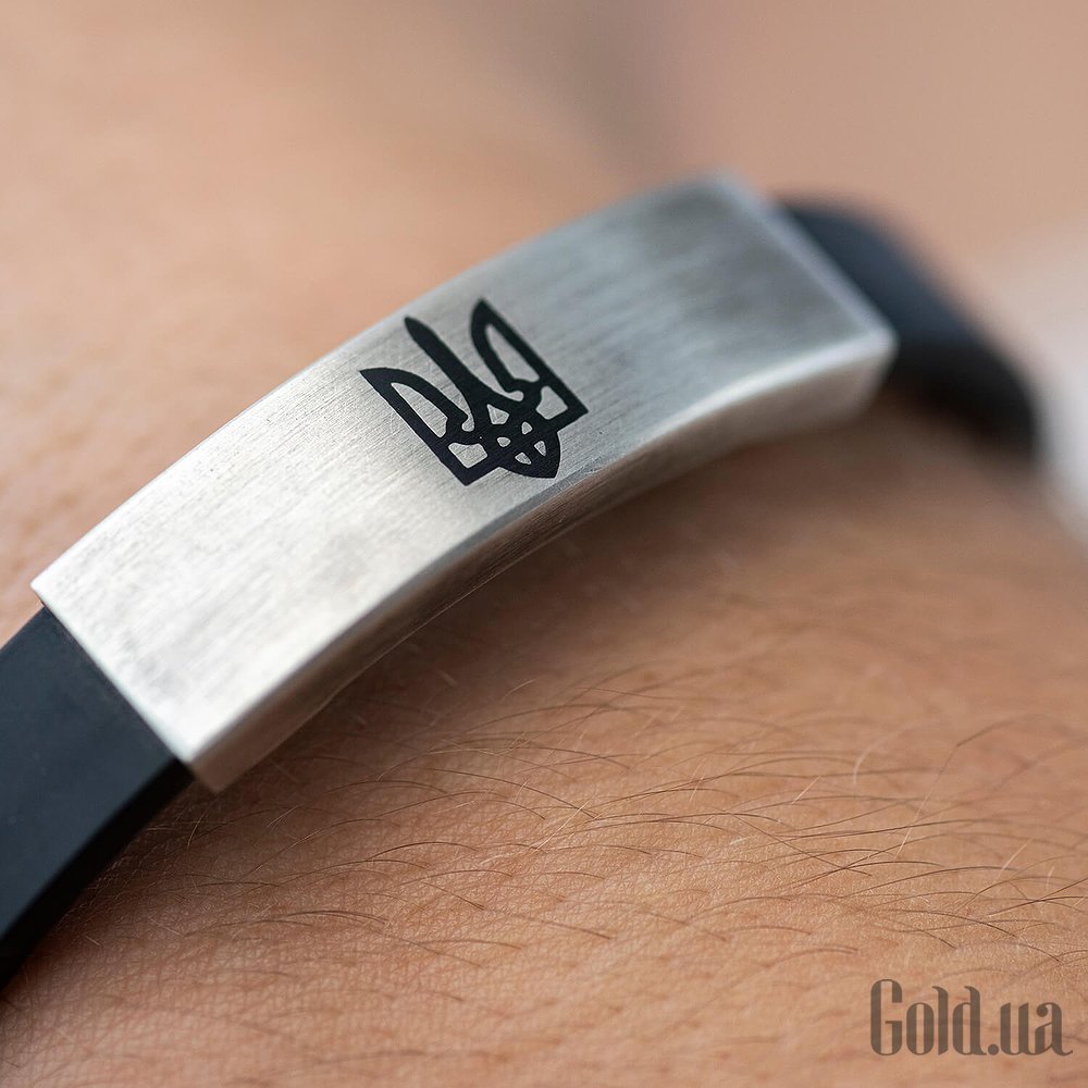 Каучуковый браслет с серебряным трезубцем onx1203 – изображение 6