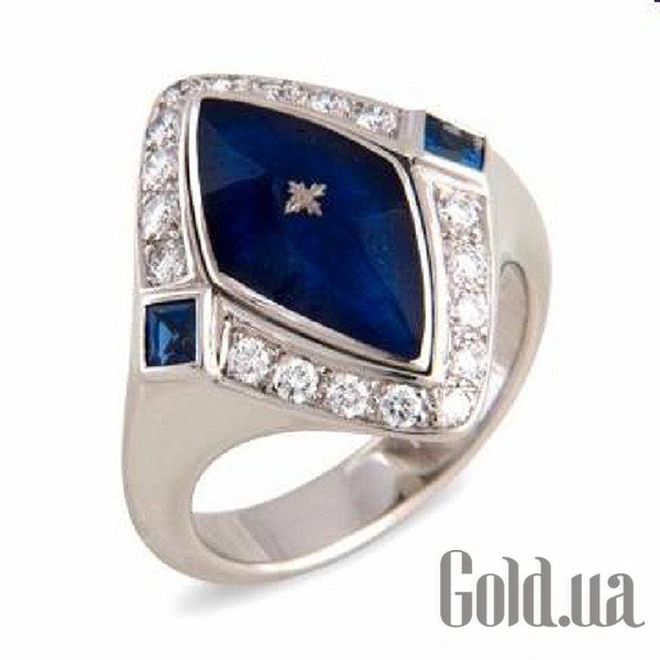 Женское золотое кольцо с бриллиантами, сапфирами и эмалью