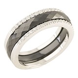 Женское серебряное кольцо с керамикой и куб. циркониями, 1284386