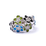 Женское серебряное кольцо с куб. циркониями и эмалью, 1311010