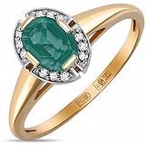 Женское золотое кольцо с бриллиантами и синт. изумрудом, 1512226