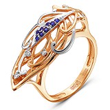 Женское золотое кольцо с сапфирами и бриллиантами, 1554210