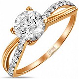Золота каблучка з куб. цирконіями і кристалом Swarovski, 1554466