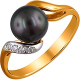 DeFleur Женское золотое кольцо с культив. жемчугом и куб. циркониями, 1644578