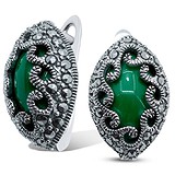 Silver Wings Срібні сережки з марказіта і агатами, 1662498