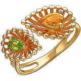 Женское золотое кольцо с хризолитом и цитрином, 1666082