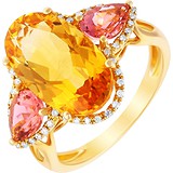 Женское золотое кольцо с цитрином, турмалинами и бриллиантами, 1668386