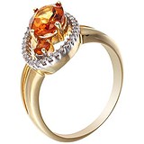 Женское золотое кольцо с бриллиантами и цитринами, 1685282