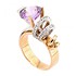 Женское золотое кольцо с аметистом и куб. циркониями - фото 3