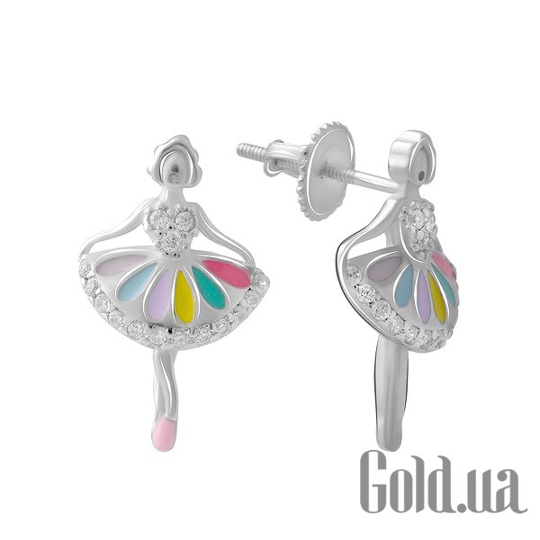 

Серьги-гвоздики Fresh Jewelry, Серебряные серьги с куб. циркониями и эмалью
