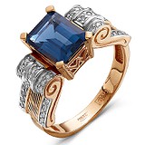 Женское золотое кольцо с сапфиром и бриллиантами, 1554211