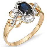Женское золотое кольцо с бриллиантами и сапфиром, 1612323