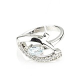 Женское серебряное кольцо с куб. циркониями и топазом, 1632035