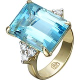 Женское золотое кольцо с бриллиантами и аквамарином, 1672739