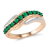 Женское золотое кольцо с бриллиантами и изумрудами, 1681443