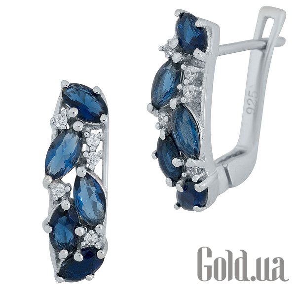 

Серьги Fresh Jewelry, Серебряные серьги с синт. сапфирами и куб. циркониями
