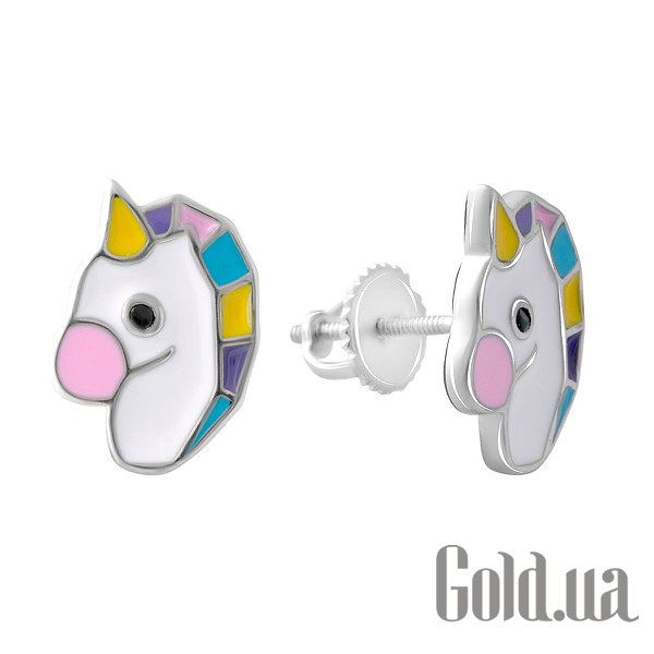 

Серьги-гвоздики Fresh Jewelry, Серебряные серьги с куб. циркониями и эмалью