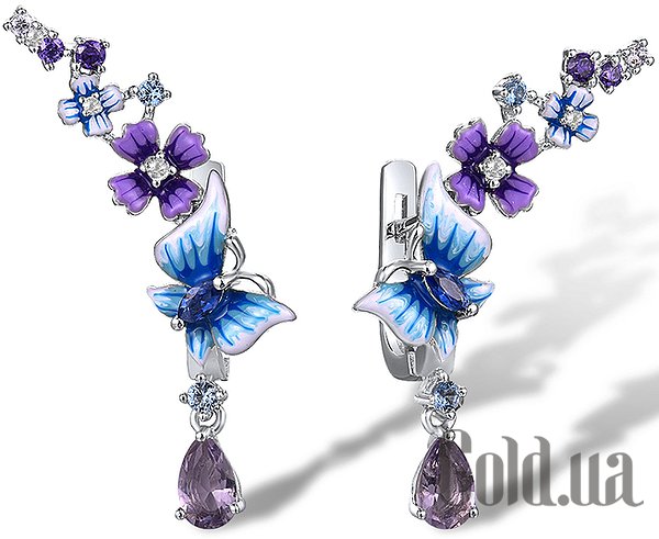 

Серьги с подвесками Lurie Jewelry, Серебряные серьги с эмалью