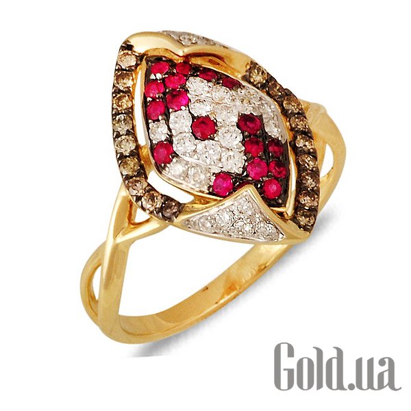 Купить Женское золотое кольцо с бриллиантами и рубинами