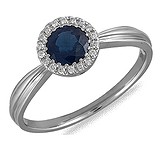 Женское золотое кольцо с бриллиантами и сапфиром, 070435