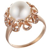 Женское золотое кольцо с бриллиантами и жемчугом, 1611044