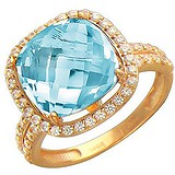 Женское золотое кольцо с куб. циркониями и топазом, 1623844