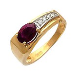 Женское золотое кольцо с рубином и бриллиантами, 1625636