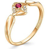 Женское золотое кольцо с бриллиантами и рубином, 1628708