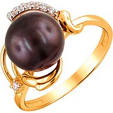 DeFleur Женское золотое кольцо с культив. жемчугом и куб. циркониями, 1644580