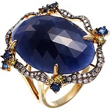 Женское золотое кольцо с бриллиантами, сапфирами и корундом, 1646116