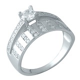 Серебряное обручальное кольцо с куб. циркониями, 1661220