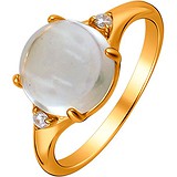 Женское золотое кольцо с кварцем и куб. циркониями, 1672740