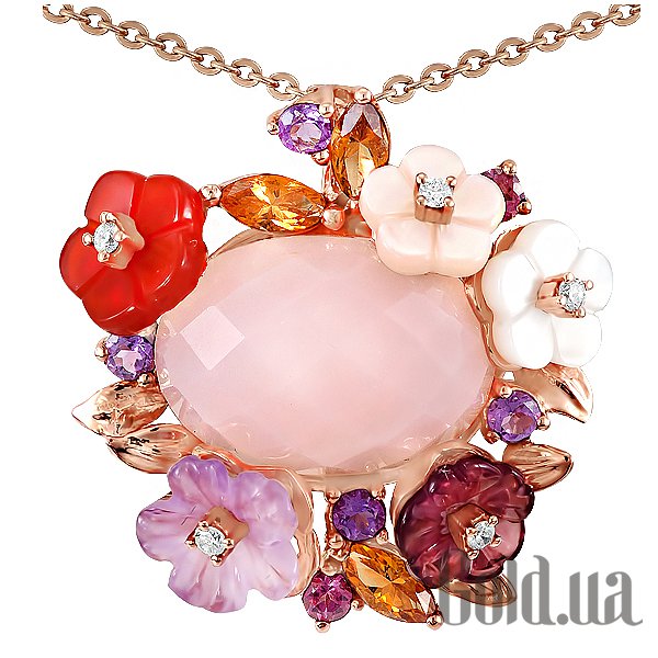 

Женский кулон Lurie Jewelry, Золотой кулон с цепочкой с бриллиантами и драгоценными камнями, 40